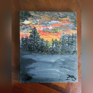 "Forest Landscape" Painting 5×7 Acrylic on Canvas